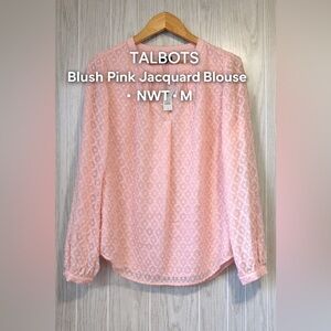 Talbots Blush Pink Textured Jacquard Blouse – Long Sleeve NWT – M
